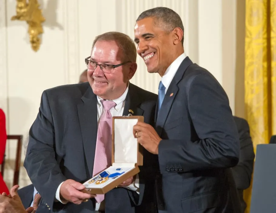 Larry Berra receives the Presidential for Yogi Berra