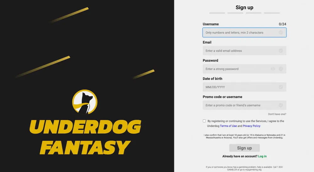 Underdog Fantasy Registration