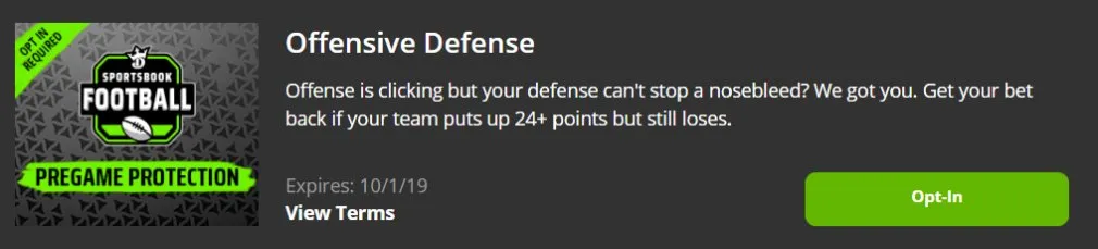 DraftKings NFL Promotion Offensive Defense