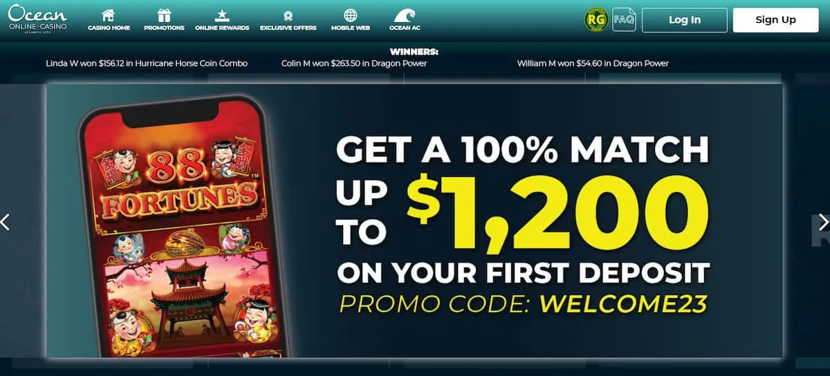 Ocean Online Casino promo offer