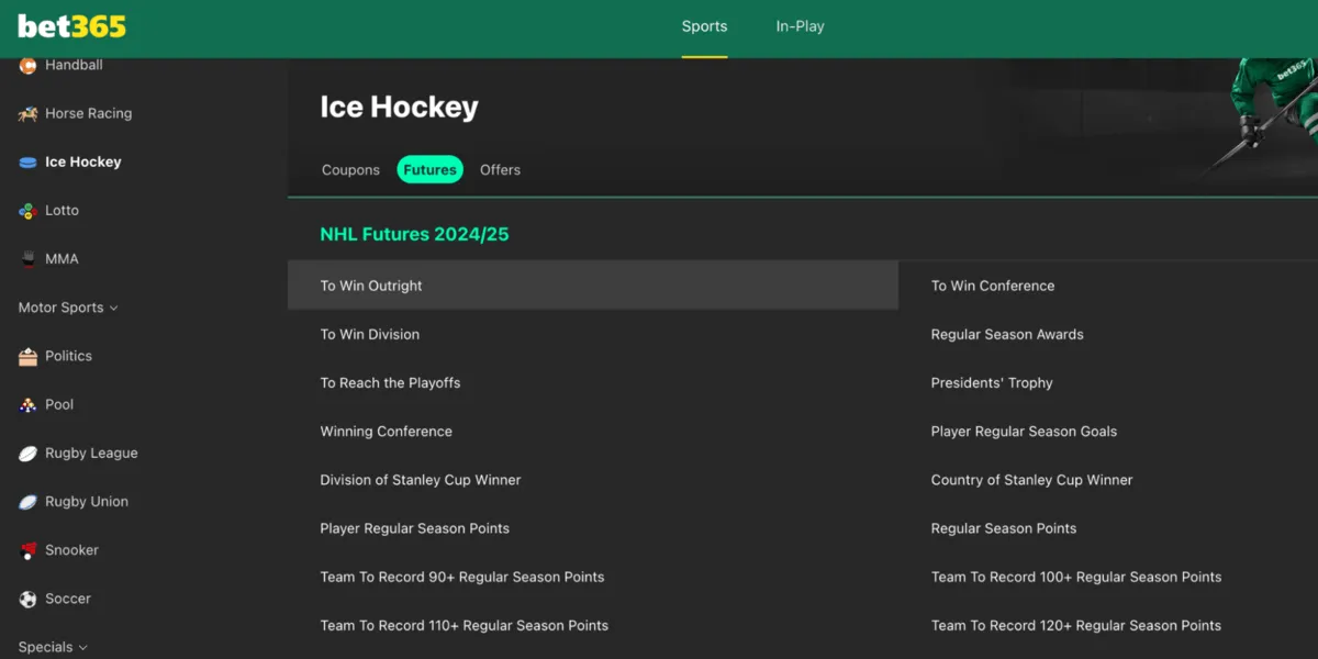 bet365 NHL betting