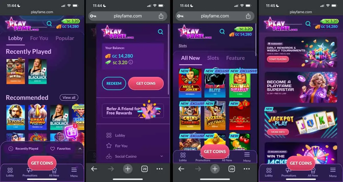 PlayFame Mobile Experience