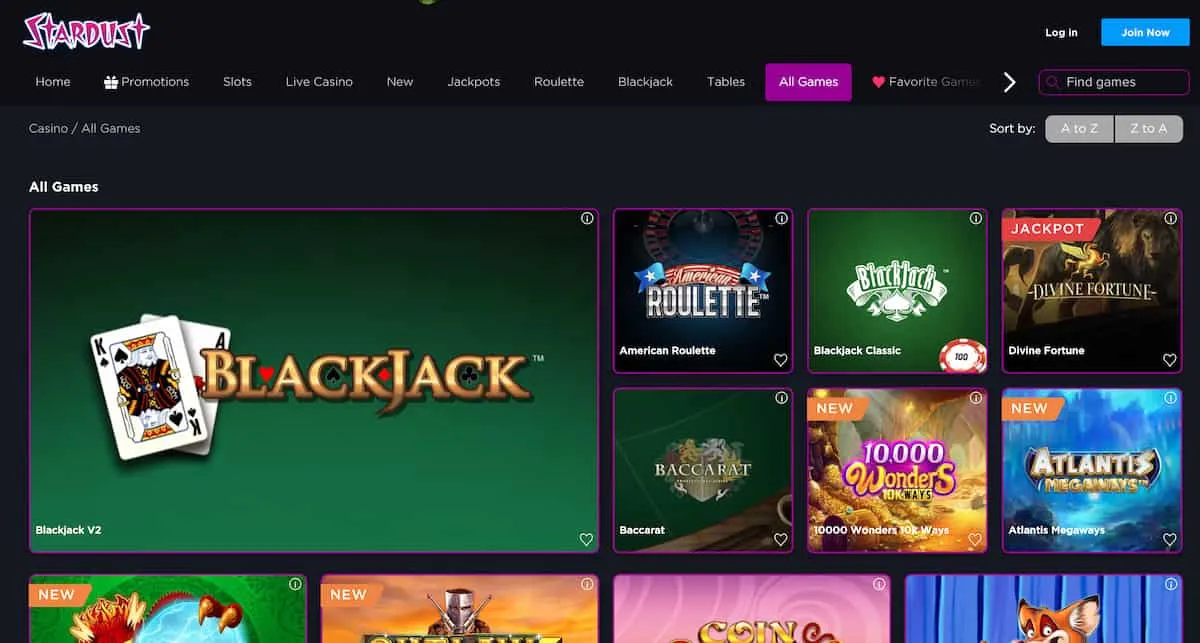 Stardust Casino Games