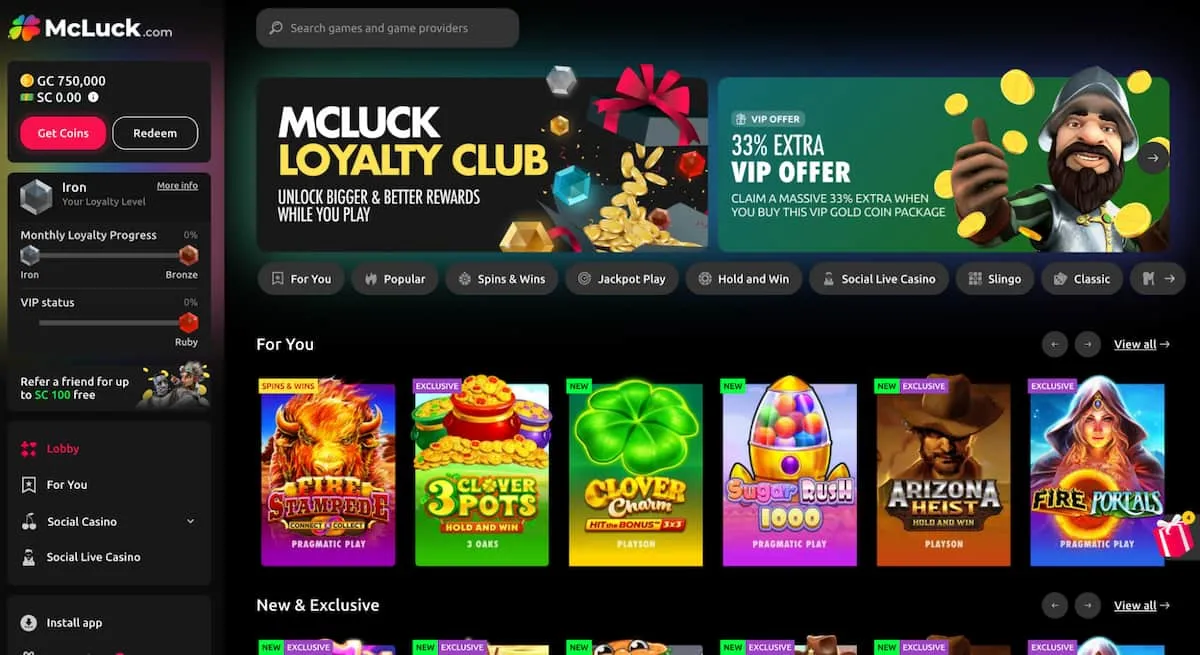 Sites Like Chumba Casino: McLuck Casino