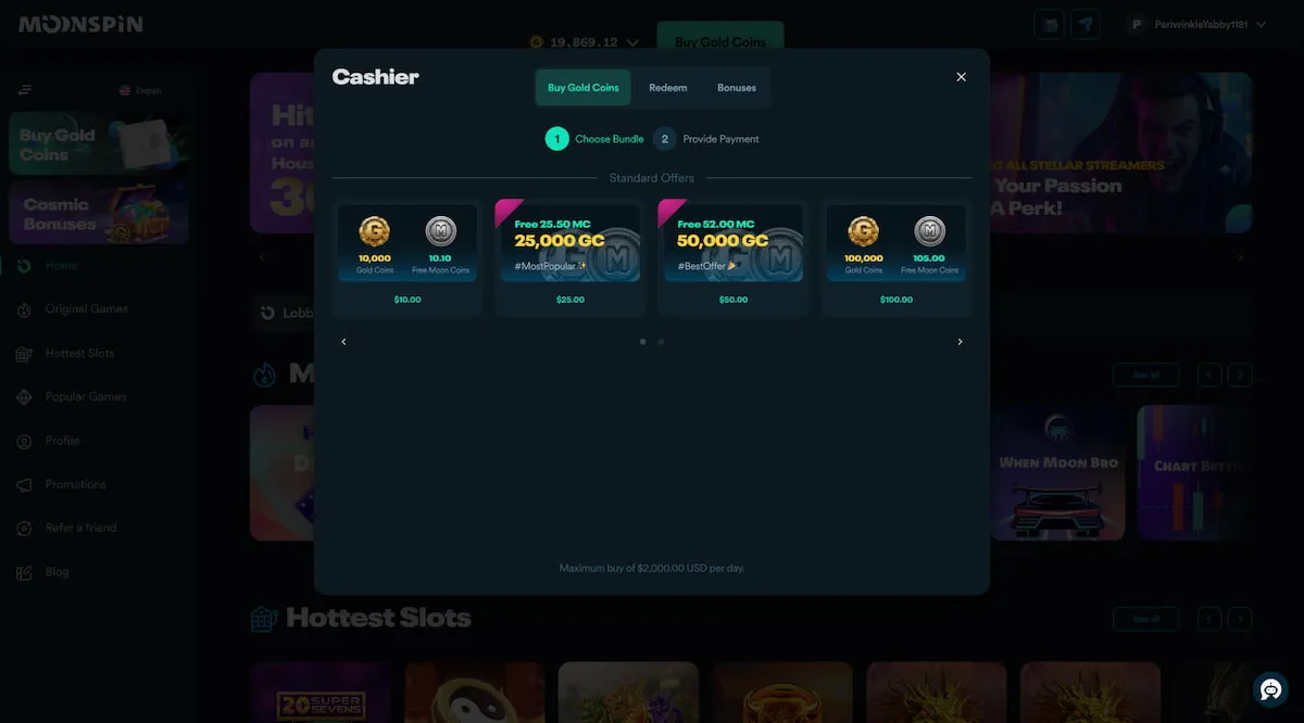 Moonspin Casino Buy Gold Coins