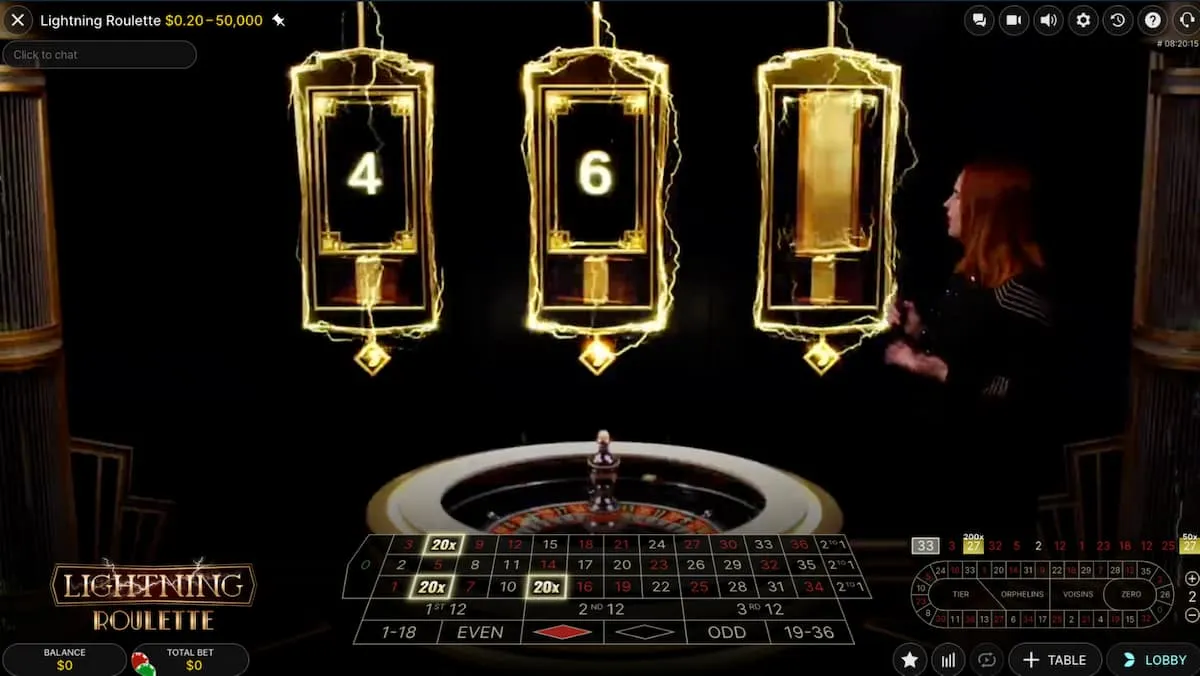 Live table game Lightning Roulette present in Evolution Casinos