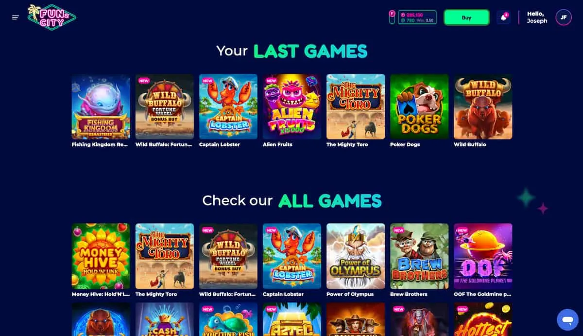 FunzCity Casino Your Last Games