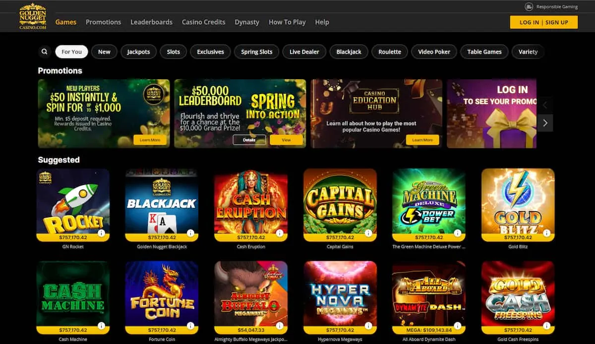 Golden Nugget Casino Homepage