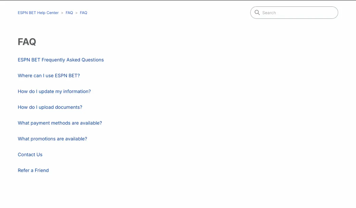 ESPN BET FAQ Section