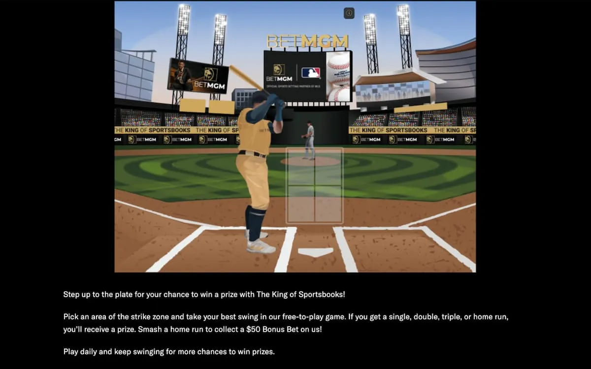 BetMGM Free Baseball Minigame