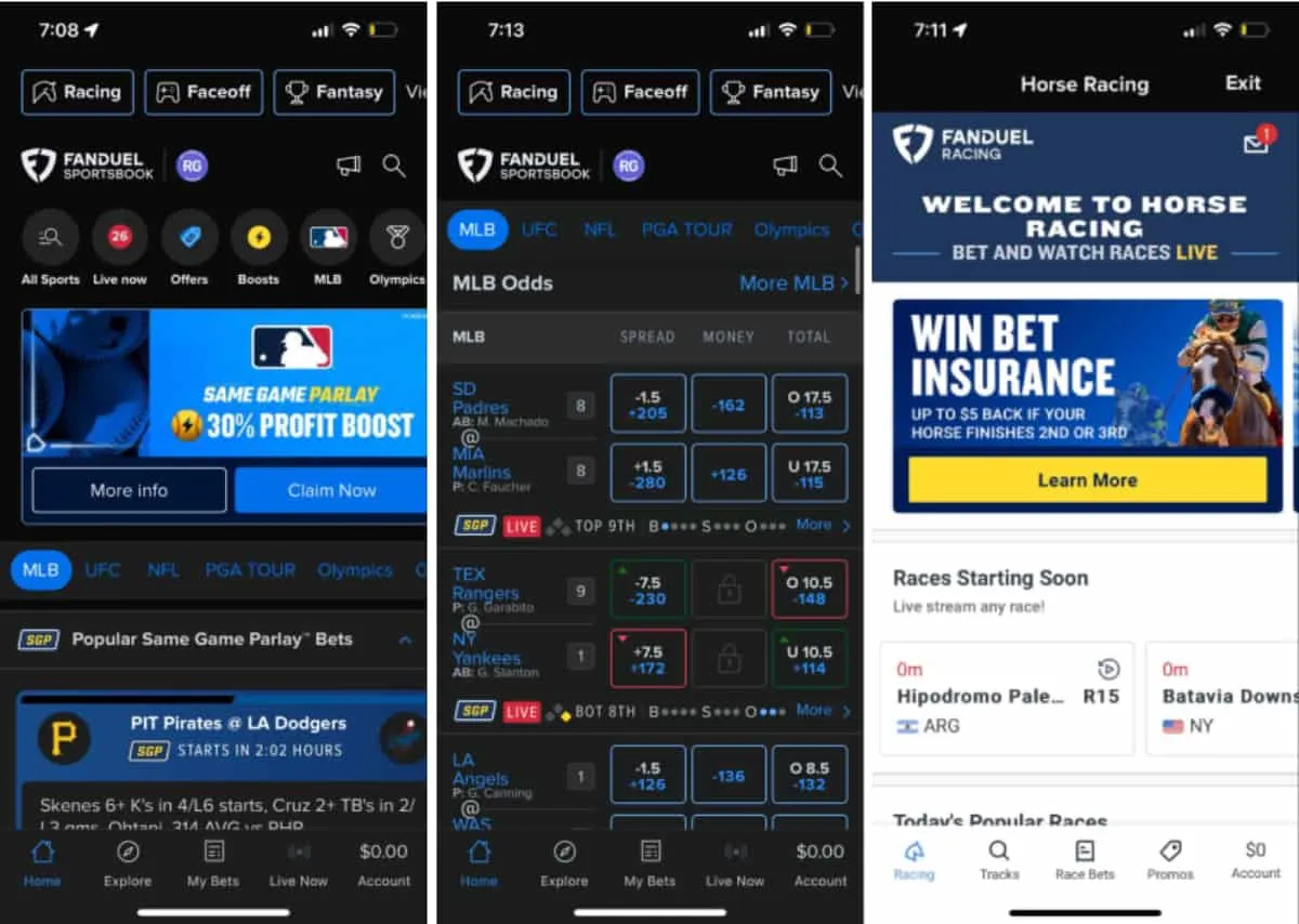 FanDuel Sportsbook Mobile Experience