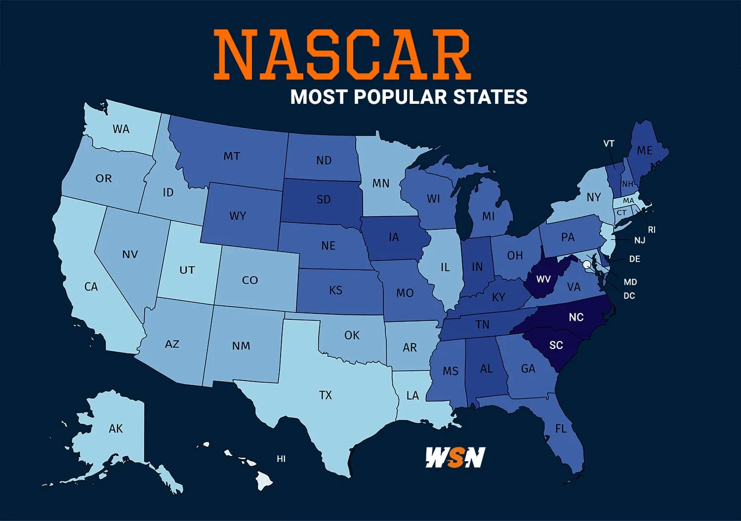 NASCAR most popular states