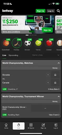 Betway Live Betting