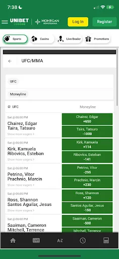 Unibet UFC Betting Sites