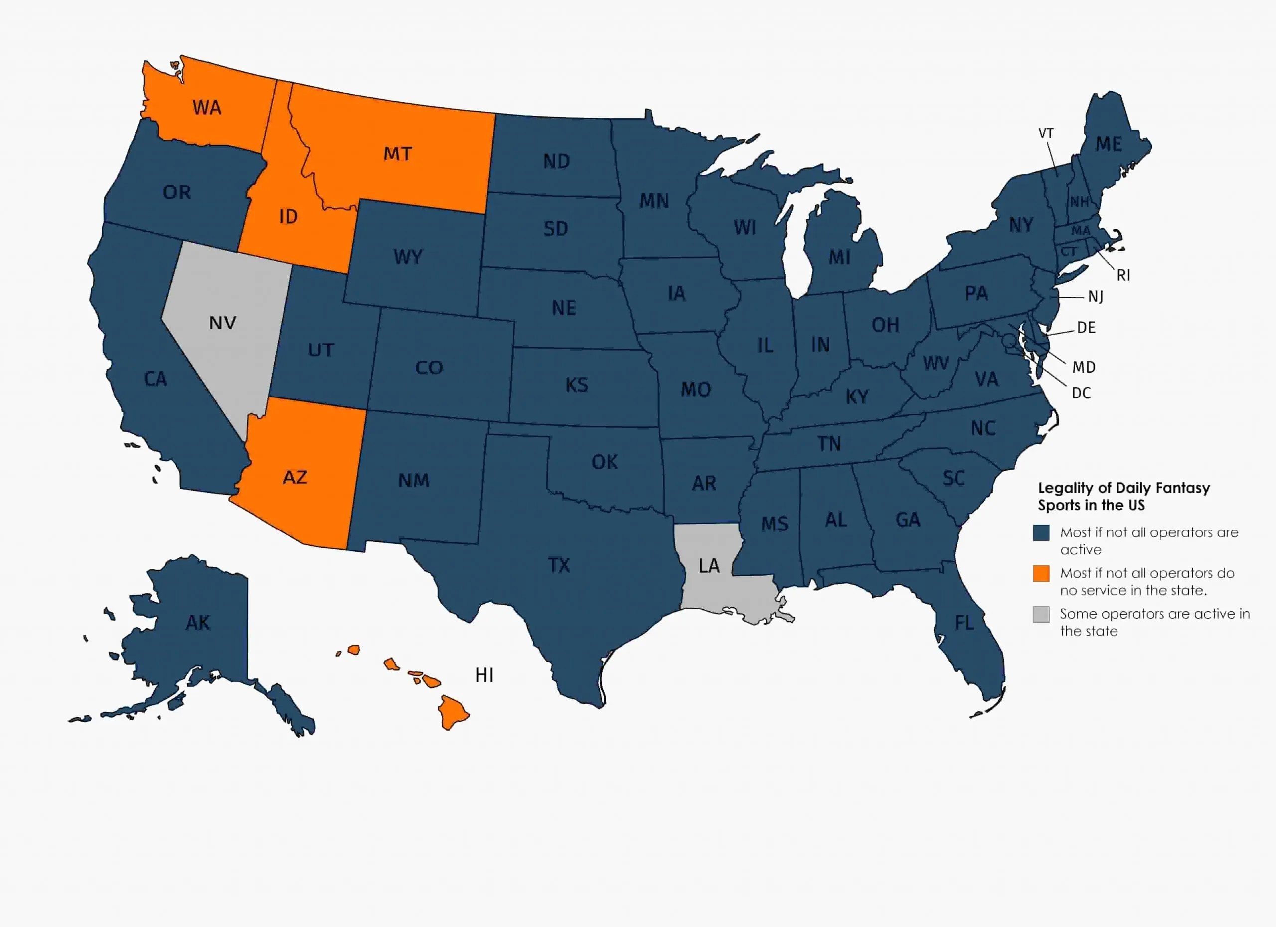 DraftKings FanDuel Legal US Map