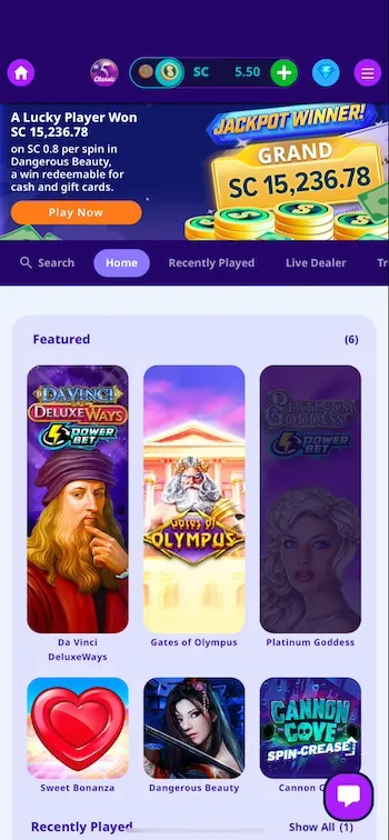 High 5 Casino mobile app