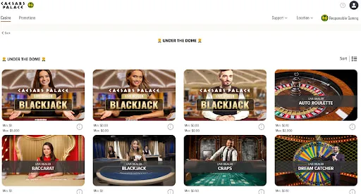 Caesars Palace Online Casino Live Dealer Games