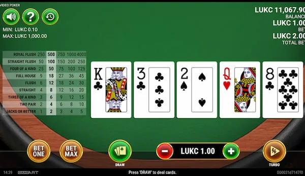 Video poker Sweeptastic casino