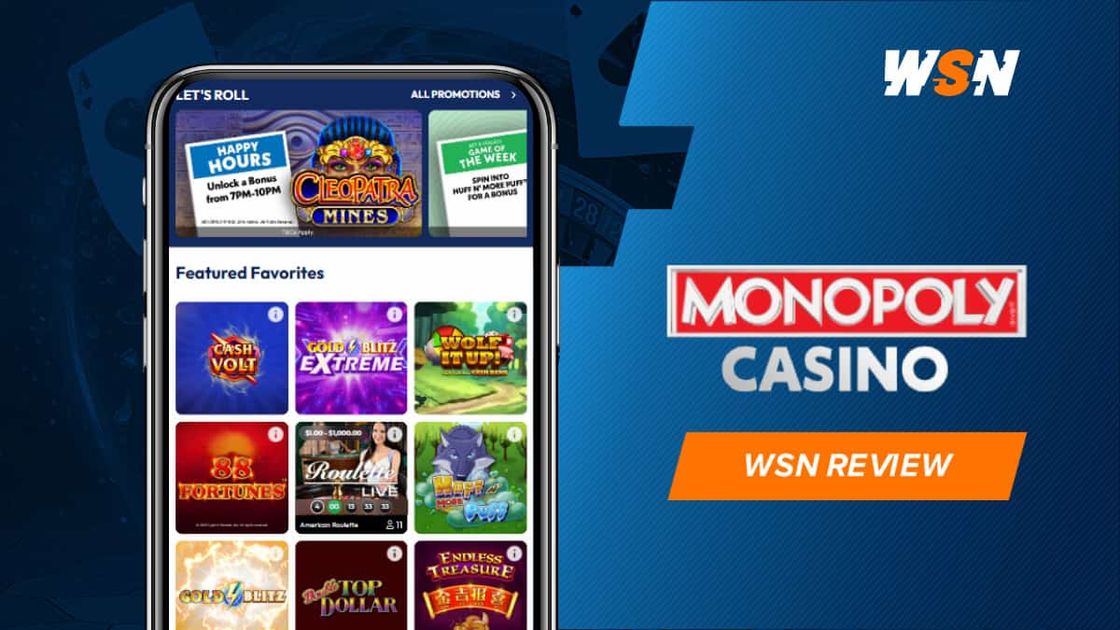 Captura de pantalla de la app de Monopoly Casino mostrando slots